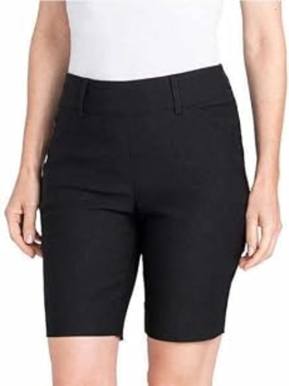 Hilary Radley Womens Midweight Black Bermuda Pull-On Short